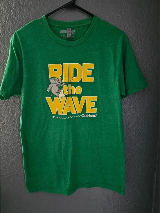 Other - Men's BreakingT Oakland A's Shirt Stomper Ride The Wave Bart Size Small Green